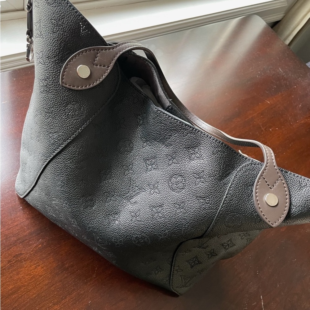 Louis Vuitton Noir Mahina Hina MM shape shifting bag